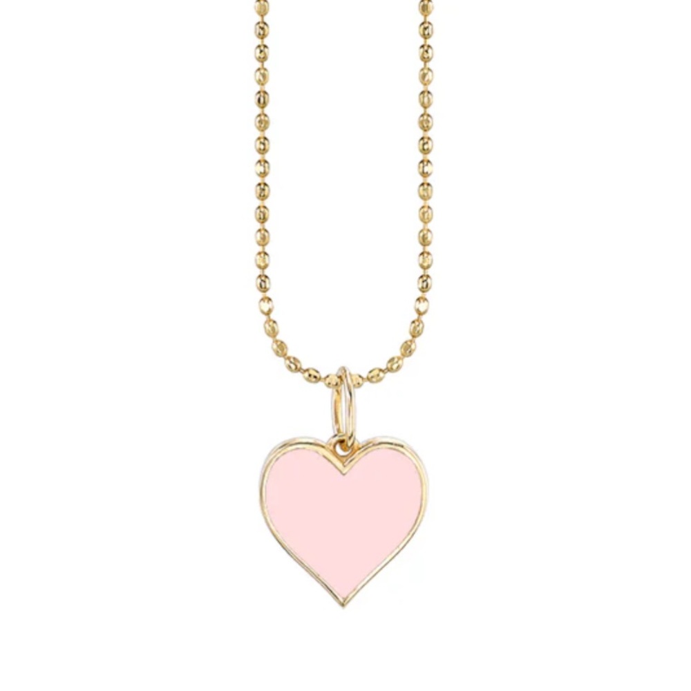 Sydney Evan 14K Gold and Enamel Heart Necklace